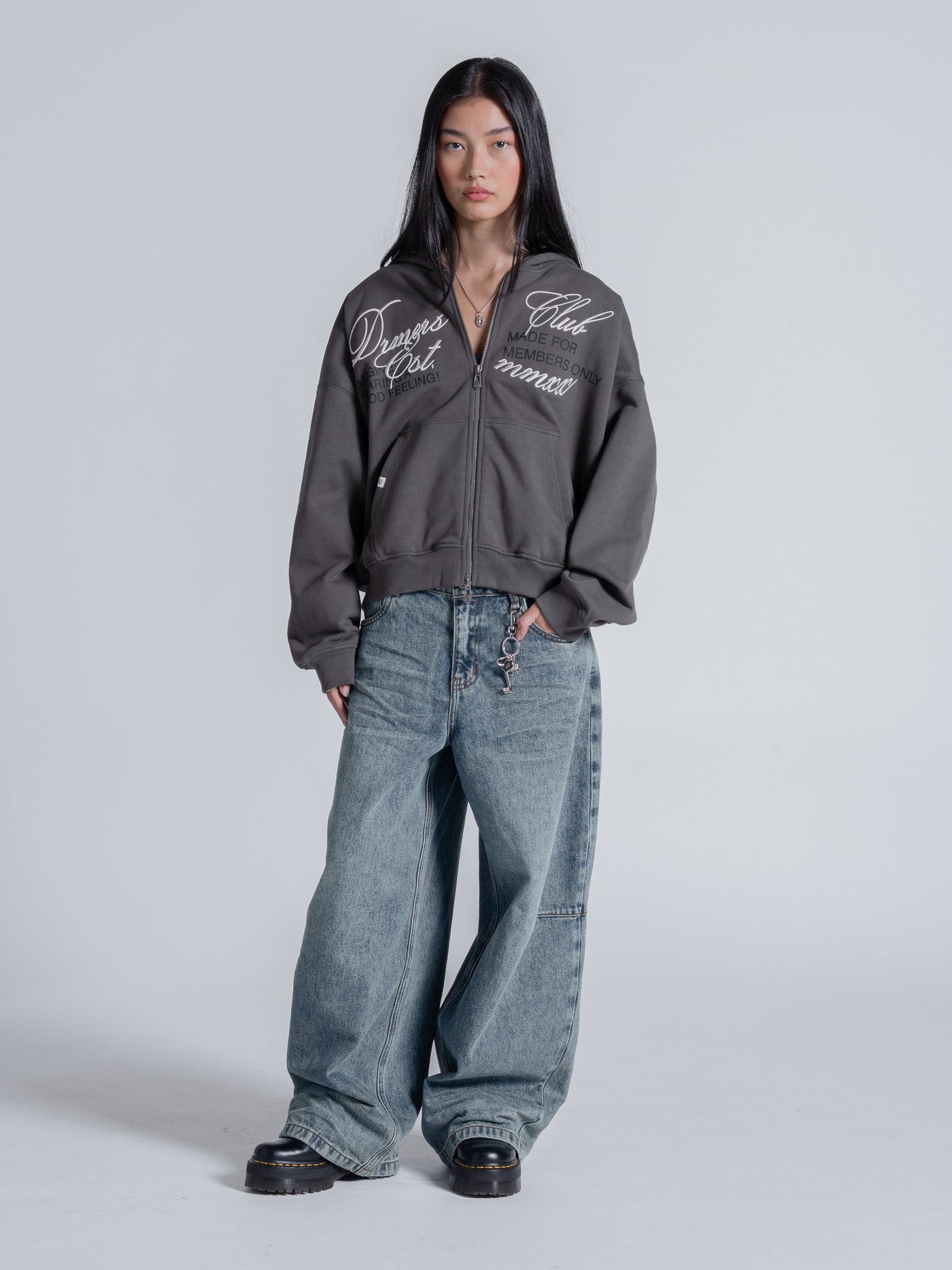 CURSIVE ZIP UP - DARK TAUPE – DRMERS CLUB