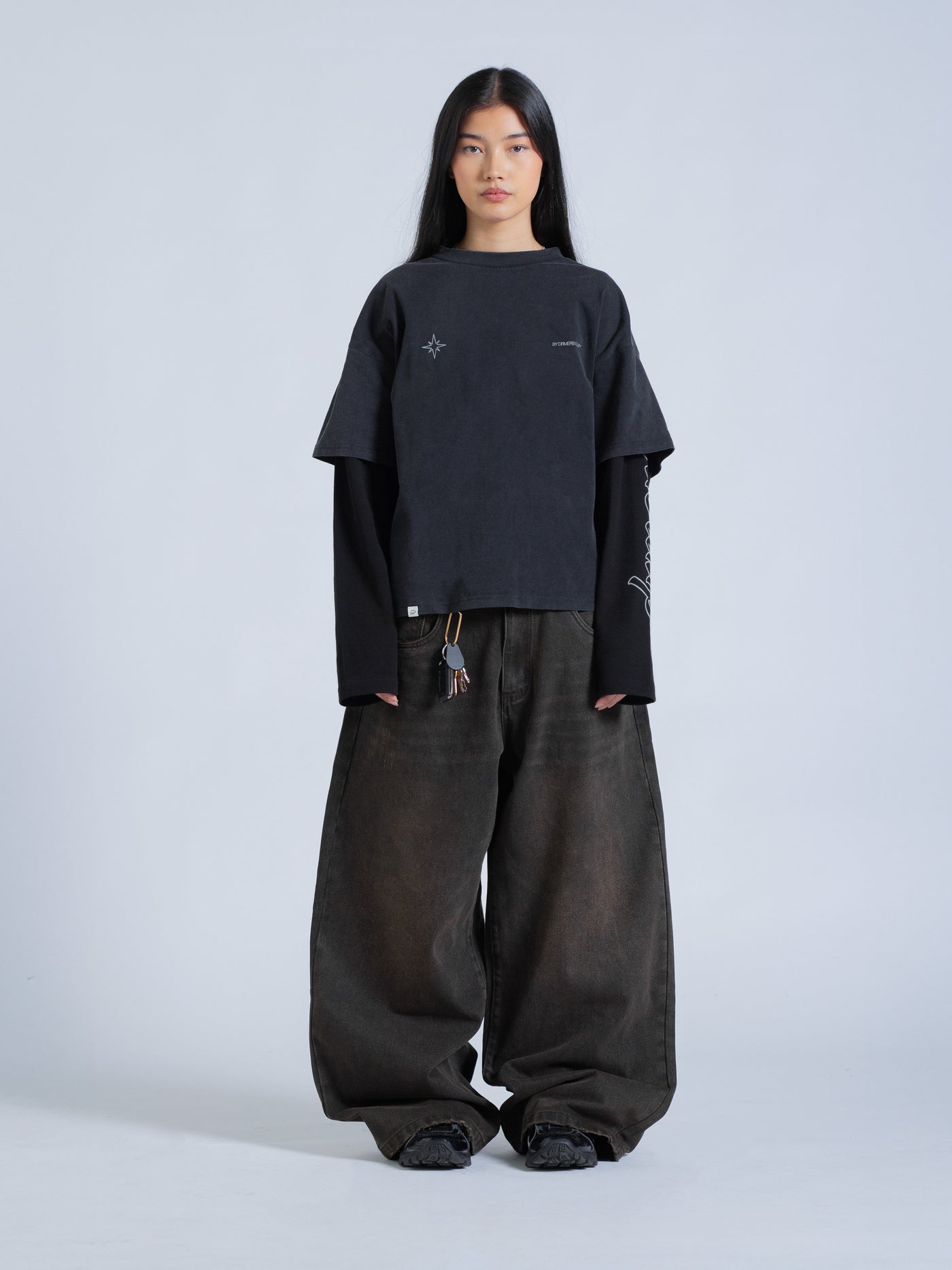 POLARIS LAYERED TEE - BLACK