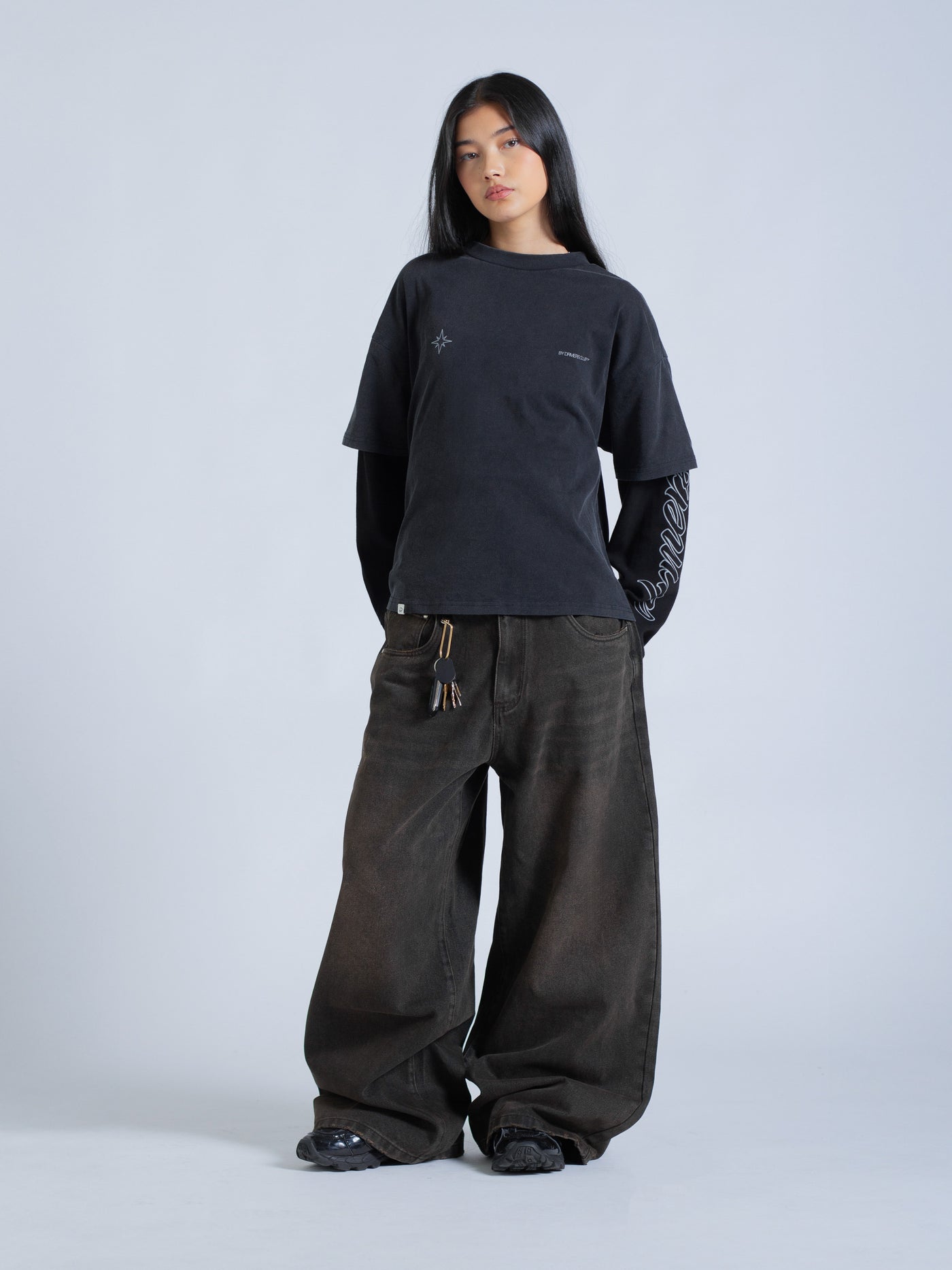 POLARIS LAYERED TEE - BLACK