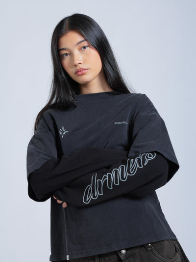 POLARIS LAYERED TEE - BLACK