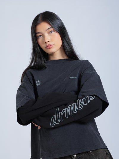 POLARIS LAYERED TEE - BLACK