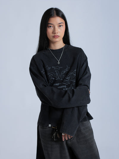 LINEWORK LONG SLEEVE TEE - BLACK