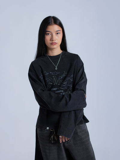 LINEWORK LONG SLEEVE TEE - BLACK