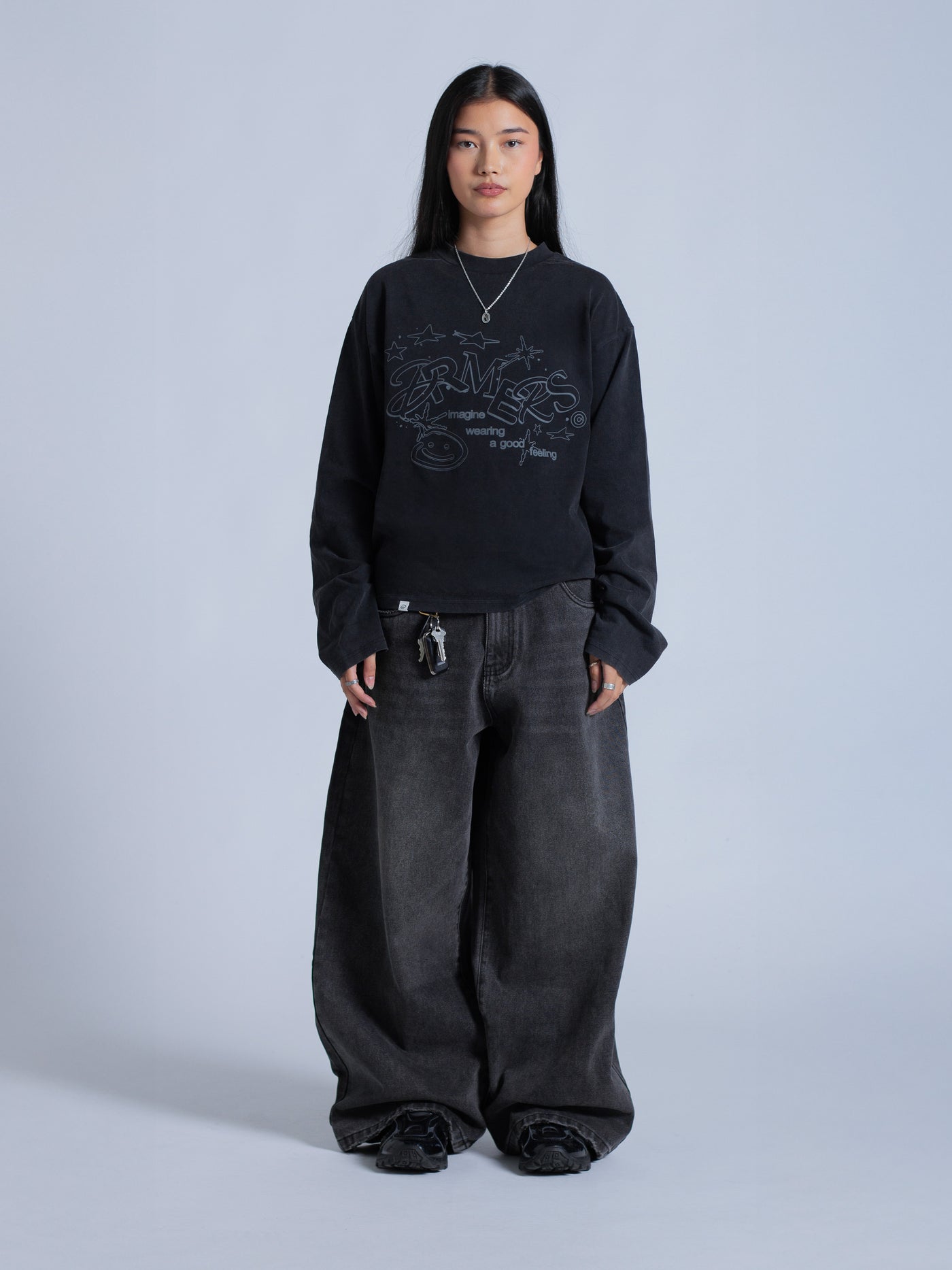 LINEWORK LONG SLEEVE TEE - BLACK