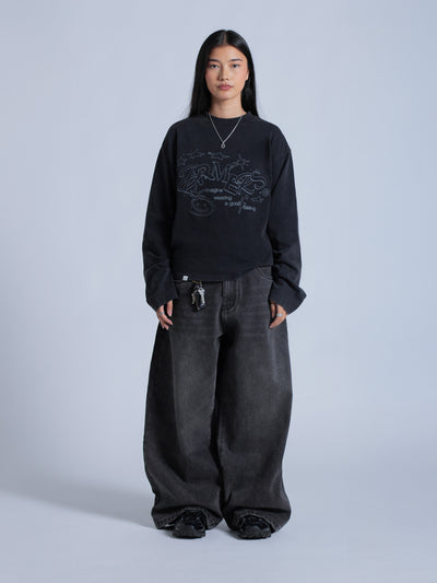 LINEWORK LONG SLEEVE TEE - BLACK