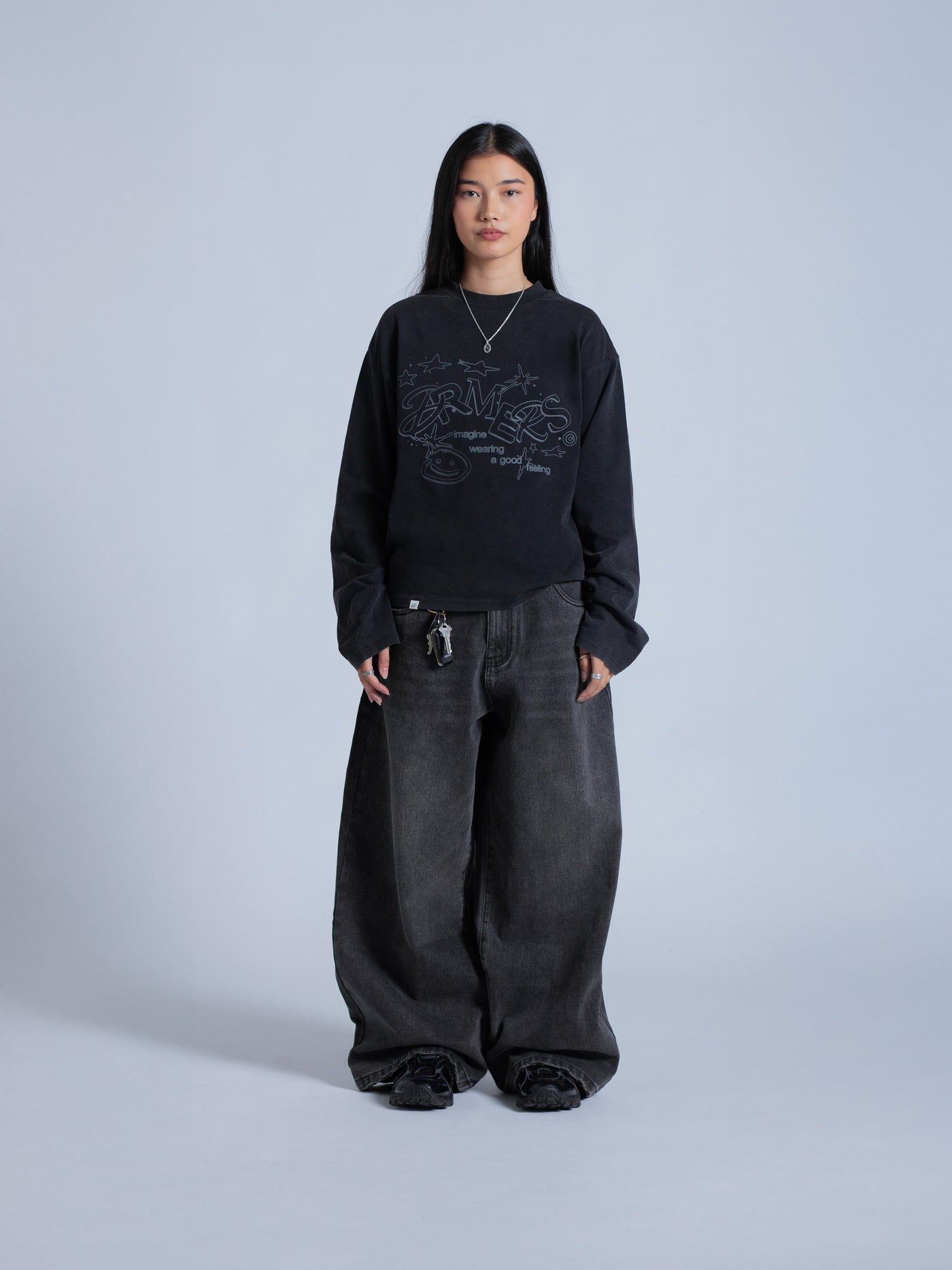 LINEWORK LONG SLEEVE TEE - BLACK