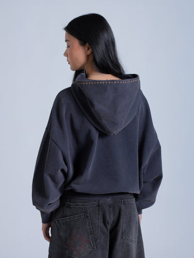 EMBROIDERED STARS HOODIE - STORM BLUE