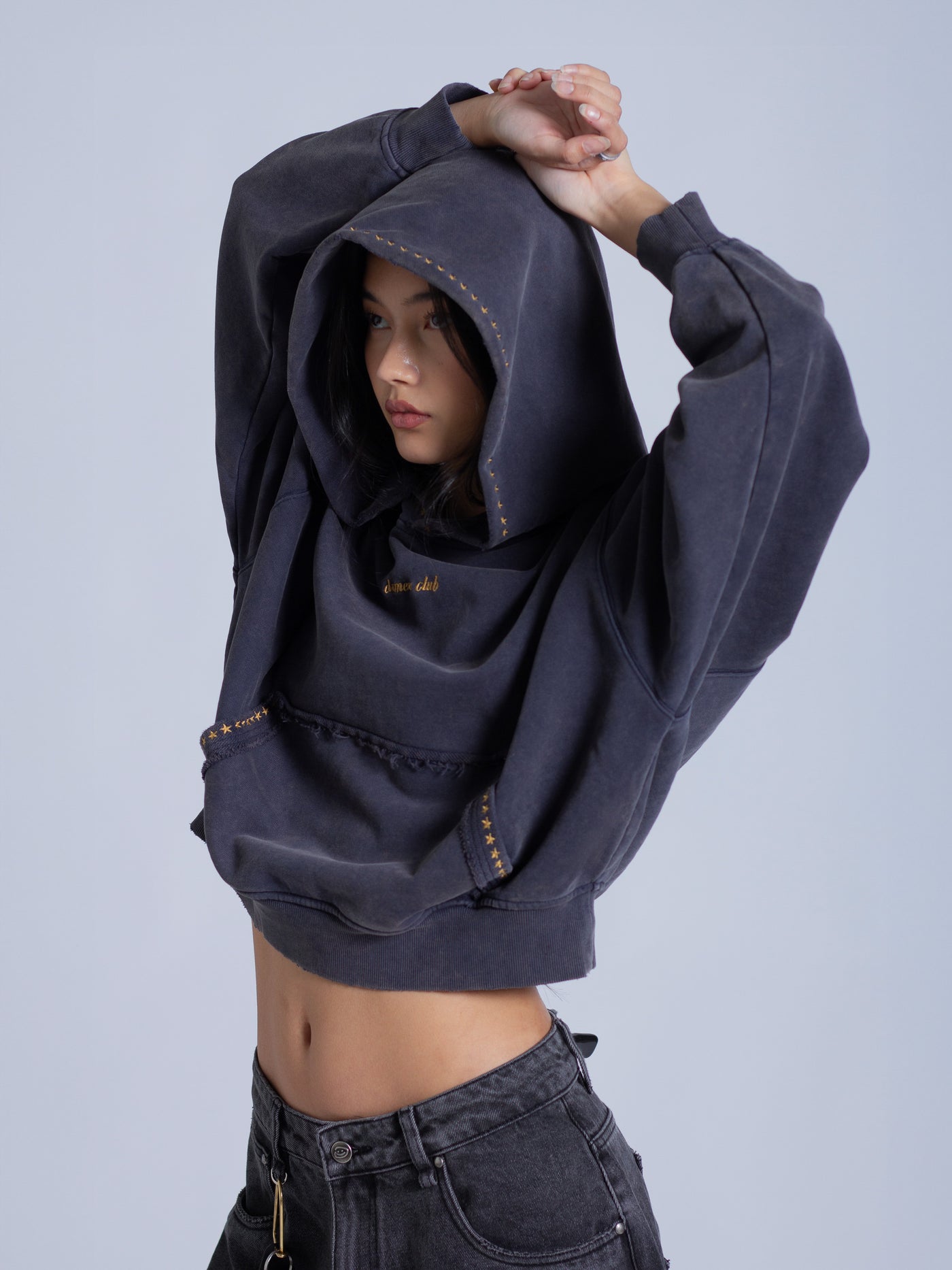 EMBROIDERED STARS HOODIE - STORM BLUE