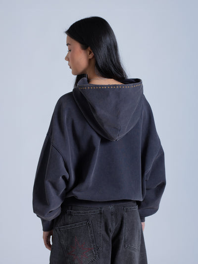 EMBROIDERED STARS HOODIE - STORM BLUE
