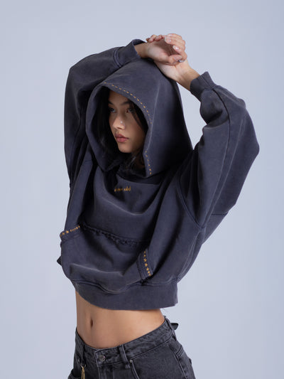 EMBROIDERED STARS HOODIE - STORM BLUE
