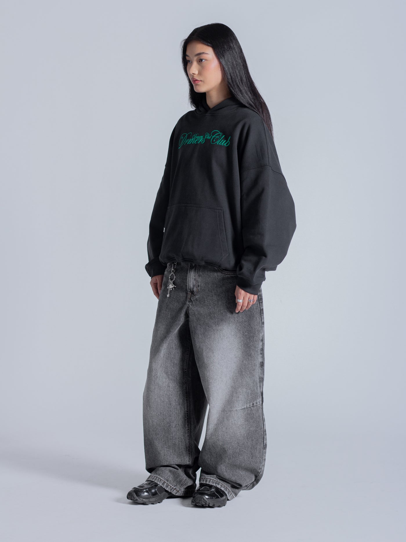 SCRIPT TEXT HOODIE - FADED BLACK – DRMERS CLUB