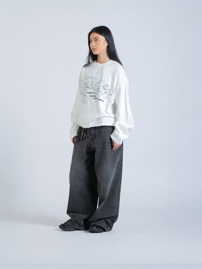 LINEWORK LONG SLEEVE TEE - WHITE