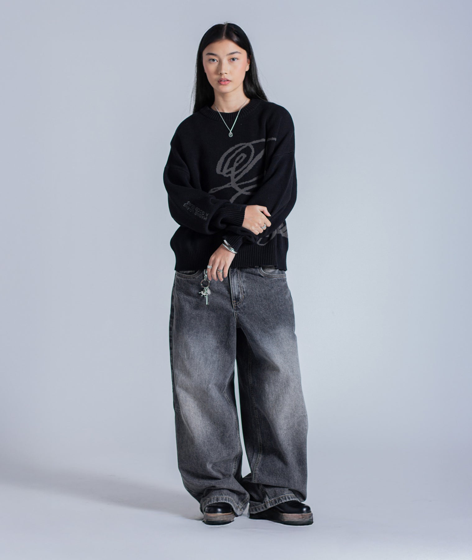 Essentials Cursive Knit CURSIVE TEXT KNIT - BLACK – DRMERS CLUB