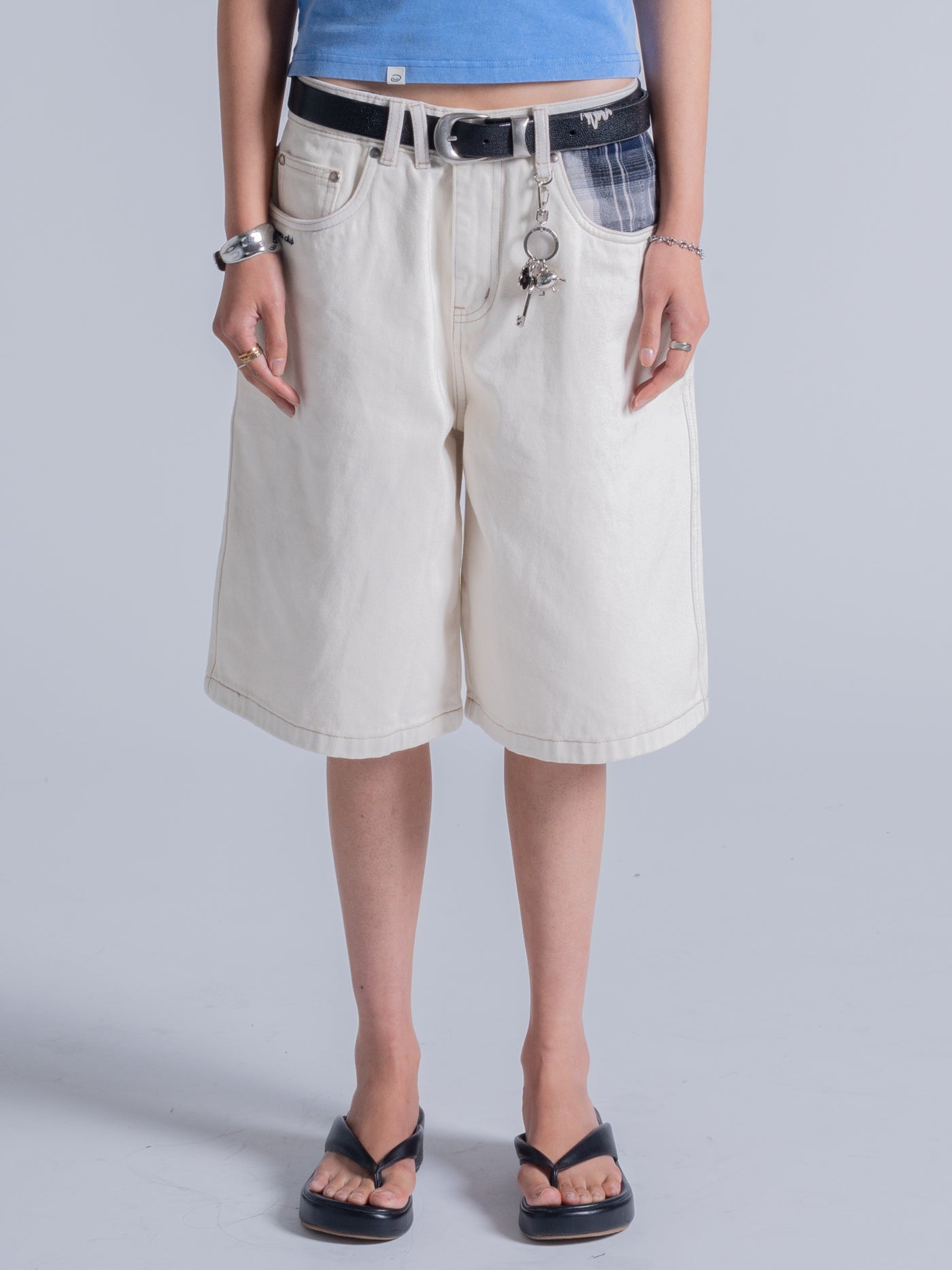 も*し様 wool check baggy shorts jorts cityb PLAID POCKET JORTS - OFF-WHITE – DRMERS CLUB