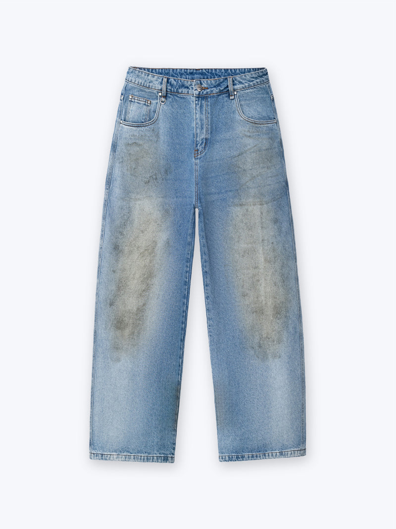MUD STAINED JEANS - LIGHT BLUE