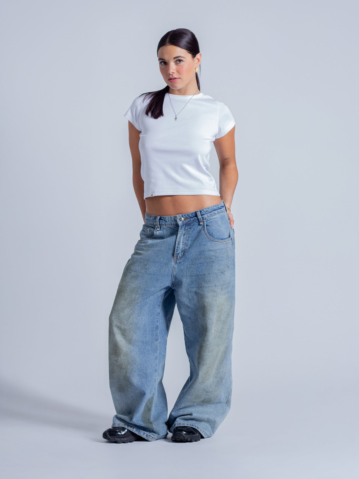 CROPPED-ISH BABY TEE - WHITE