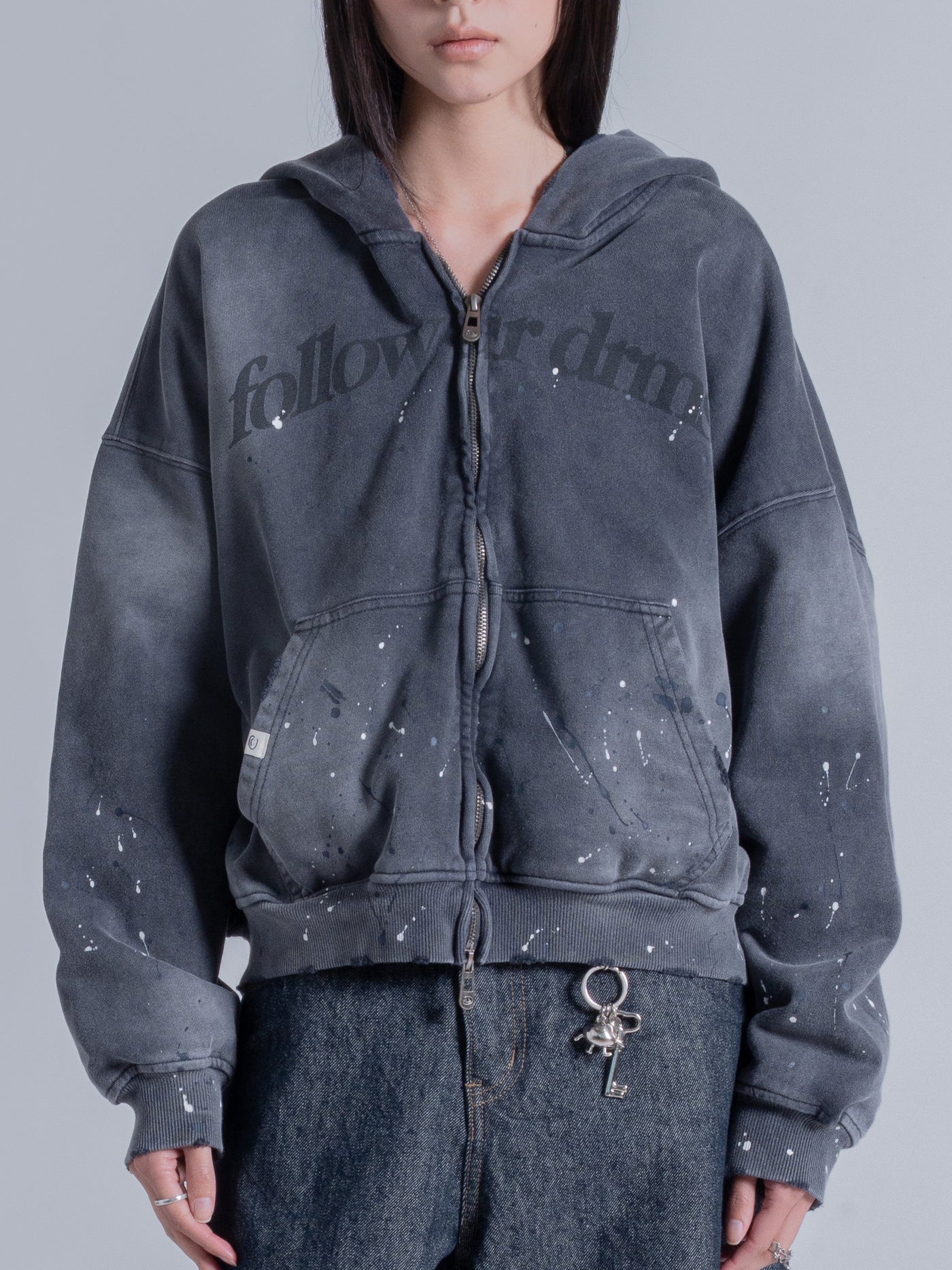 FOLLOW UR DRMS ZIP UP - CHARRED GREY – DRMERS CLUB
