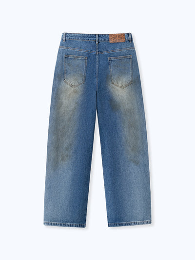 MUD STAINED JEANS - DARK BLUE