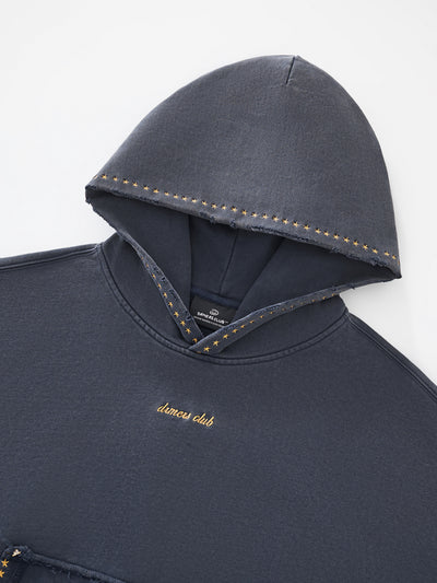 EMBROIDERED STARS HOODIE - STORM BLUE