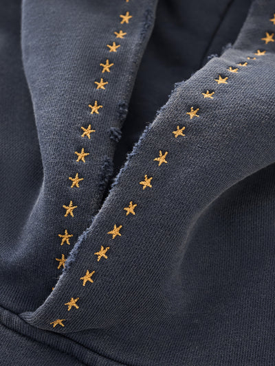 EMBROIDERED STARS HOODIE - STORM BLUE
