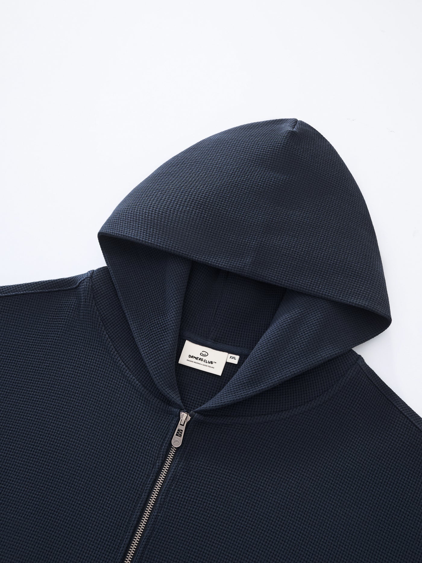 WAFFLE ZIP HOODIE - DARK NAVY – DRMERS CLUB