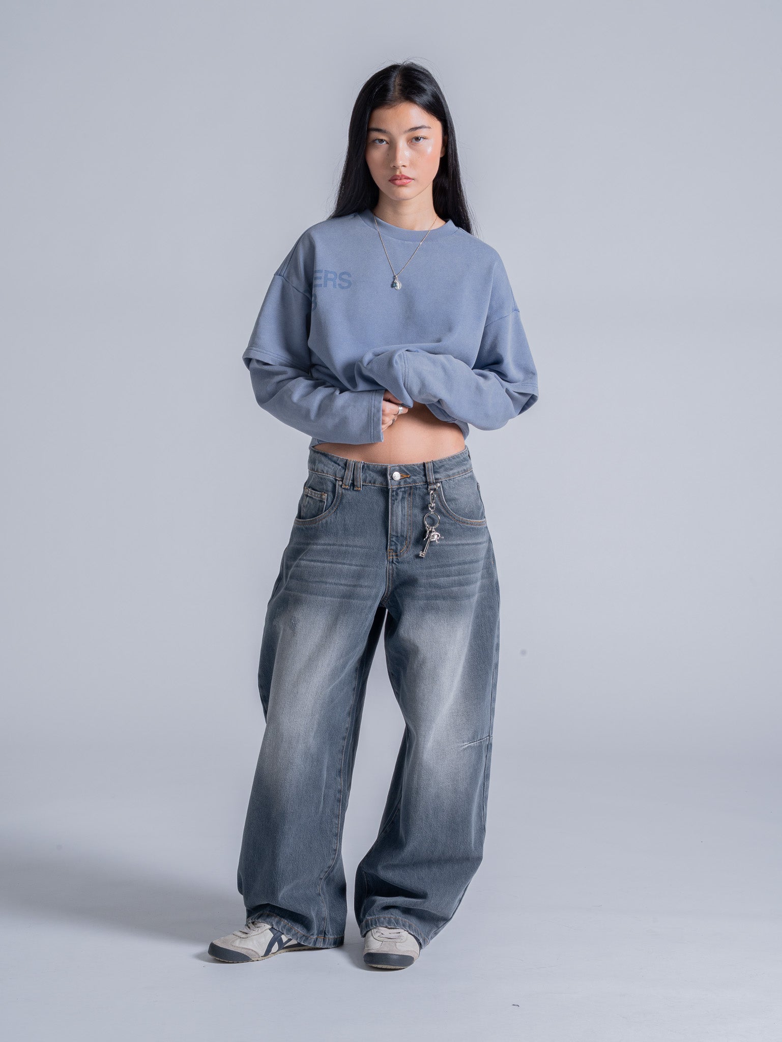CUT OFF LAYERED TEE - VINTAGE PALE BLUE