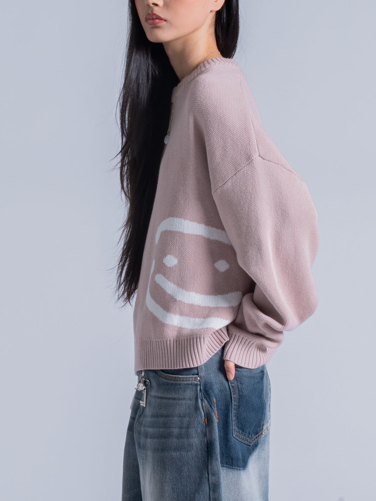 SMILEY LOGO KNIT - DUSTY PINK