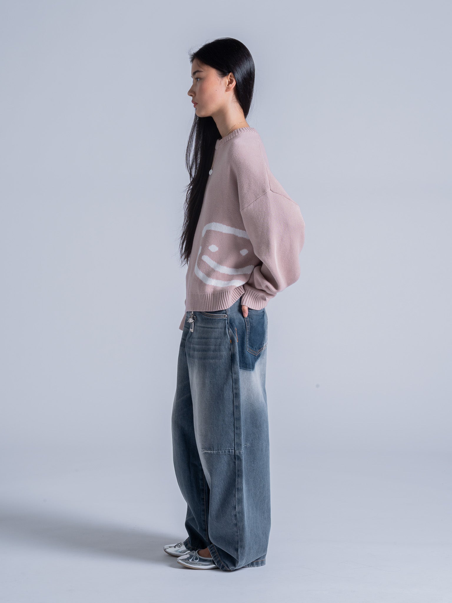 SMILEY LOGO KNIT - DUSTY PINK