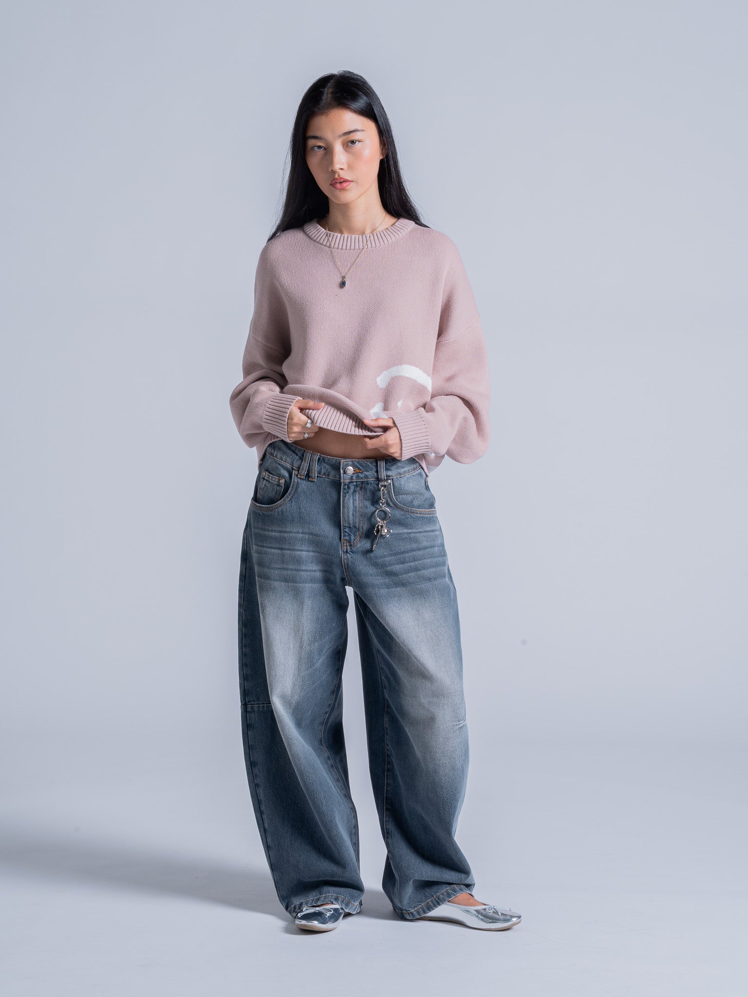 SMILEY LOGO KNIT - DUSTY PINK