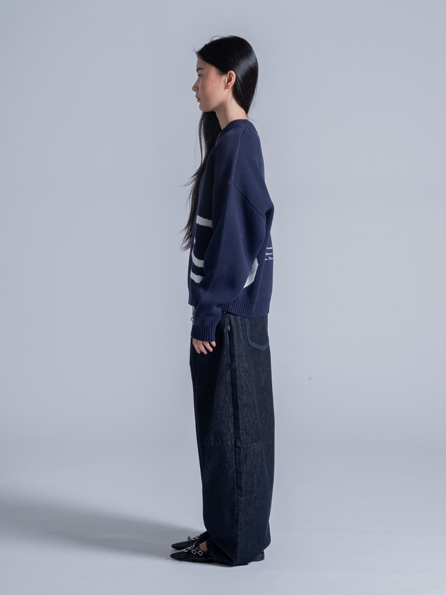 SMILEY LOGO KNIT - NAVY BLUE