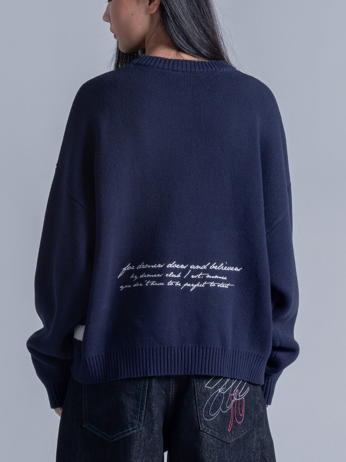 SMILEY LOGO KNIT - NAVY BLUE