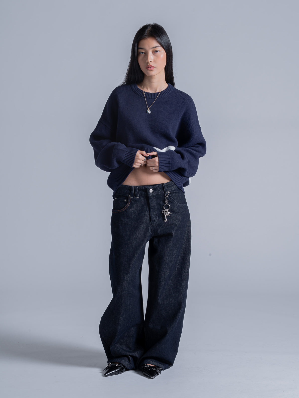 SMILEY LOGO KNIT - NAVY BLUE