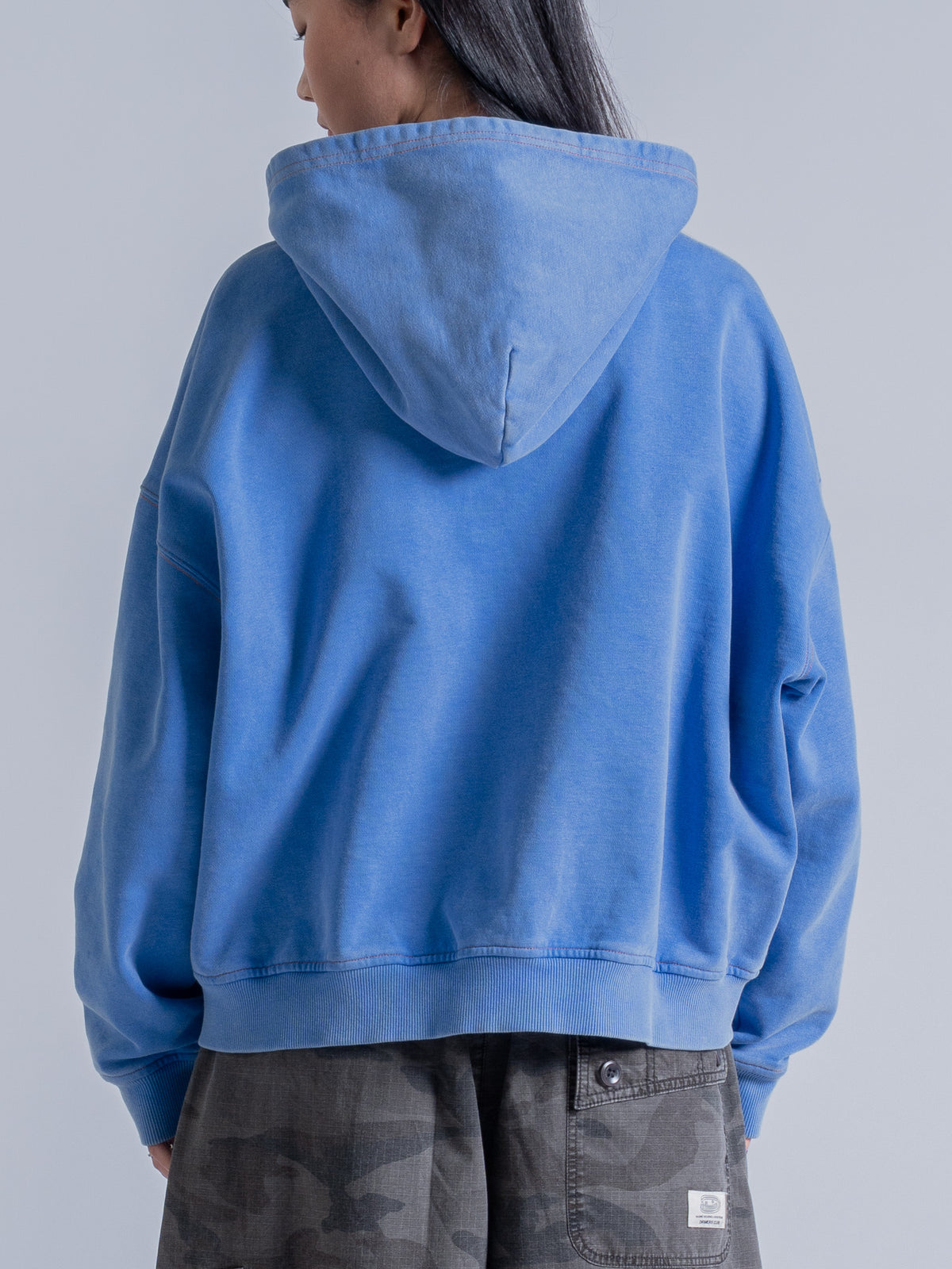 CONTRAST STITCH ZIP UP - VINTAGE BLUE