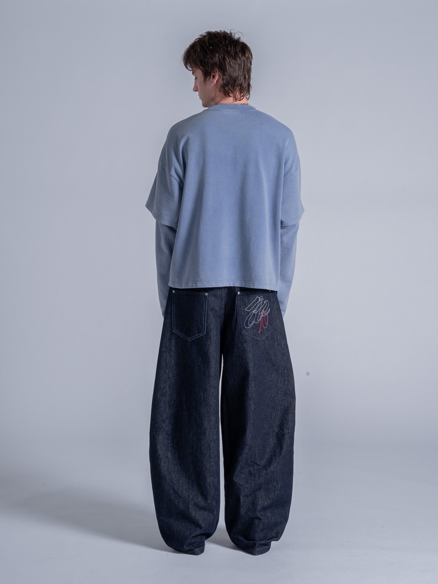 CUT OFF LAYERED TEE - VINTAGE PALE BLUE