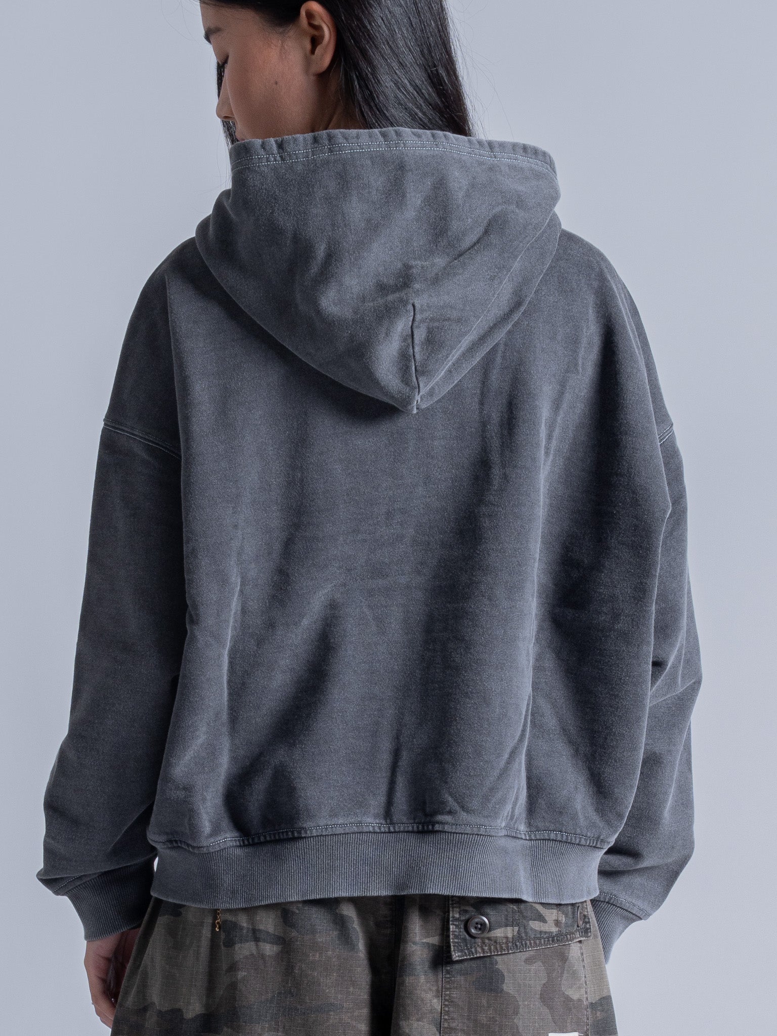 CONTRAST STITCH ZIP UP - VINTAGE GREY