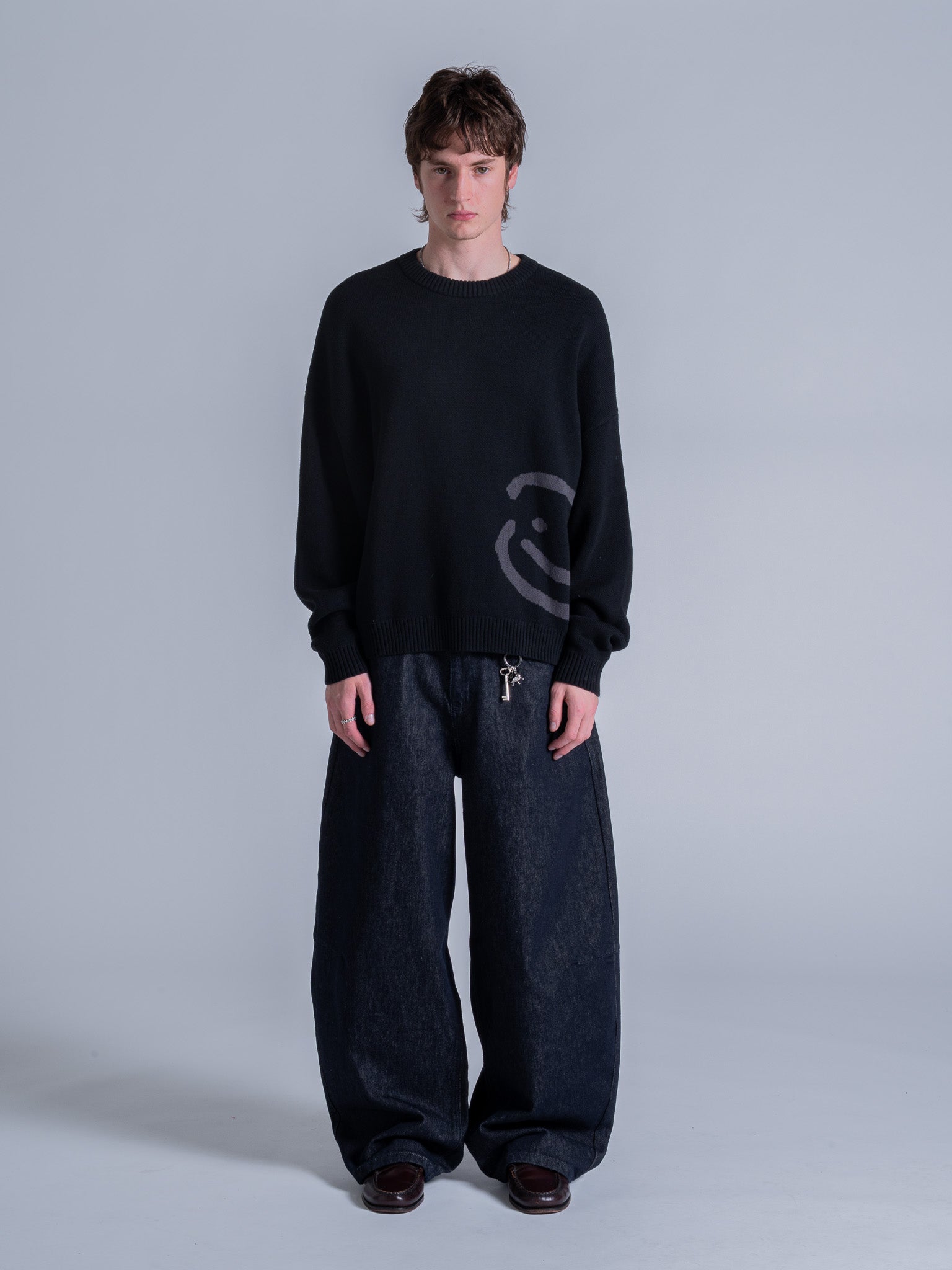 SMILEY LOGO KNIT - BLACK