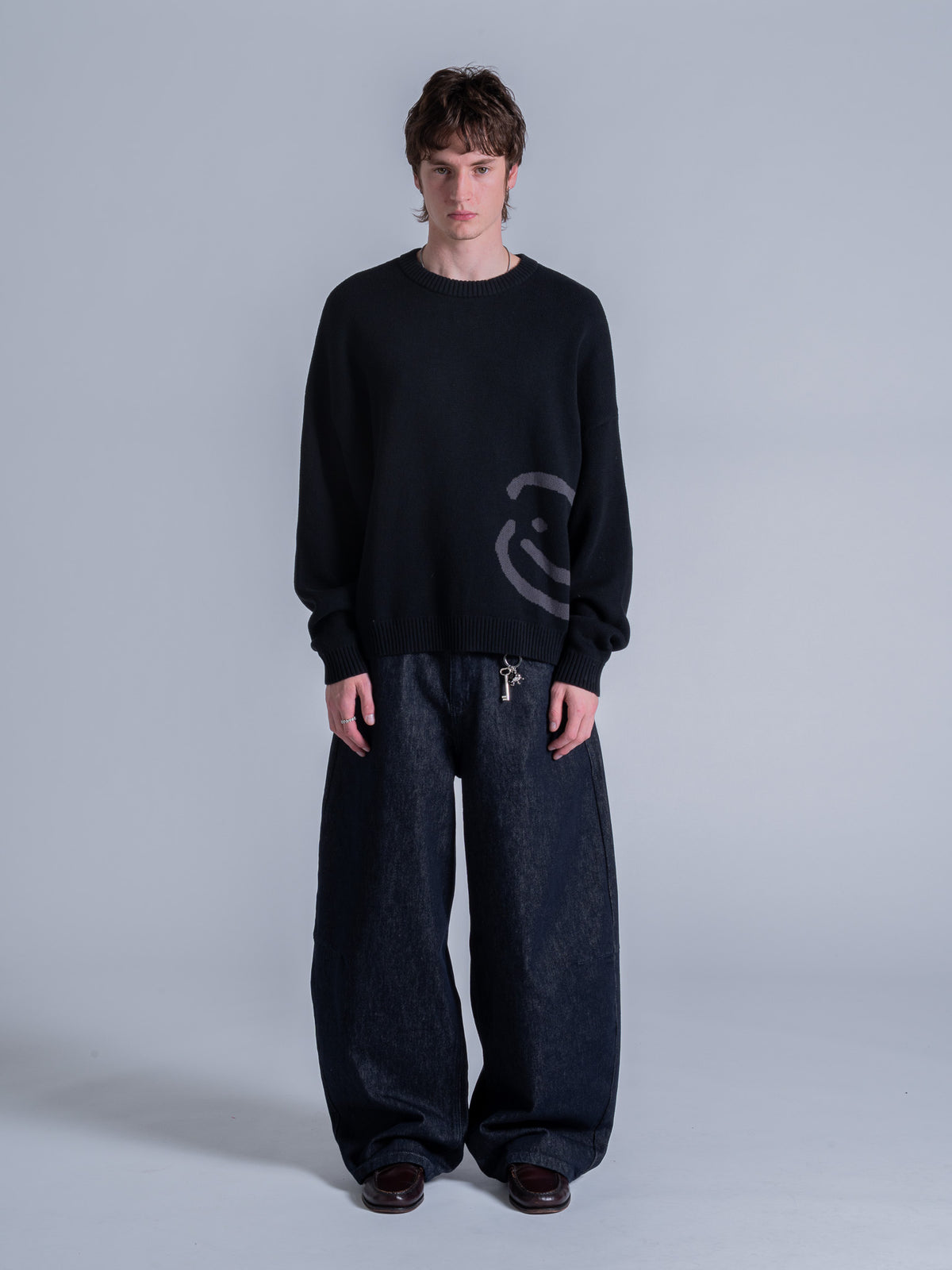 SMILEY LOGO KNIT - BLACK