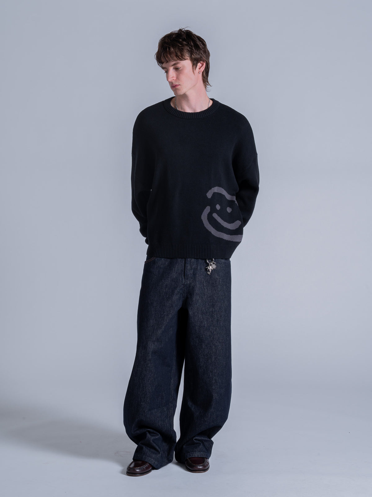 SMILEY LOGO KNIT - BLACK