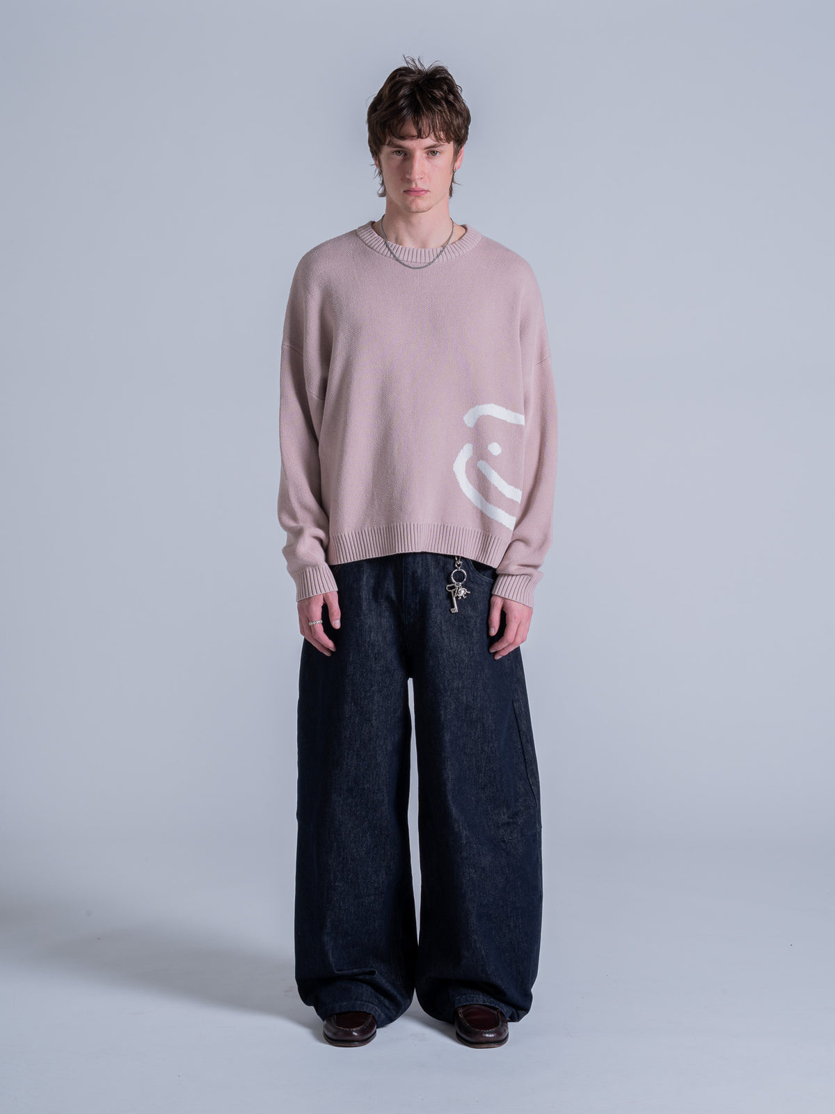 SMILEY LOGO KNIT - DUSTY PINK