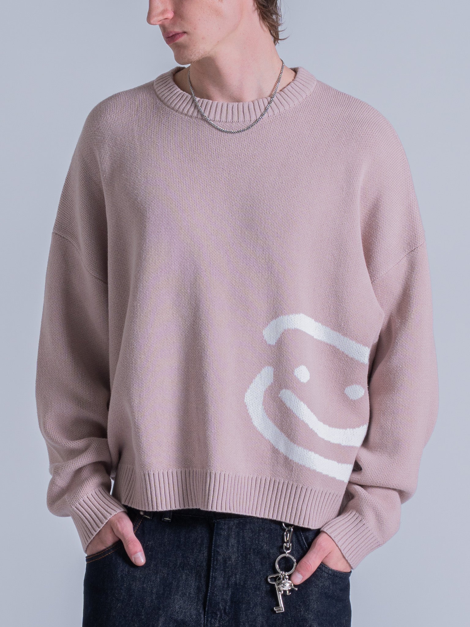 SMILEY LOGO KNIT - DUSTY PINK