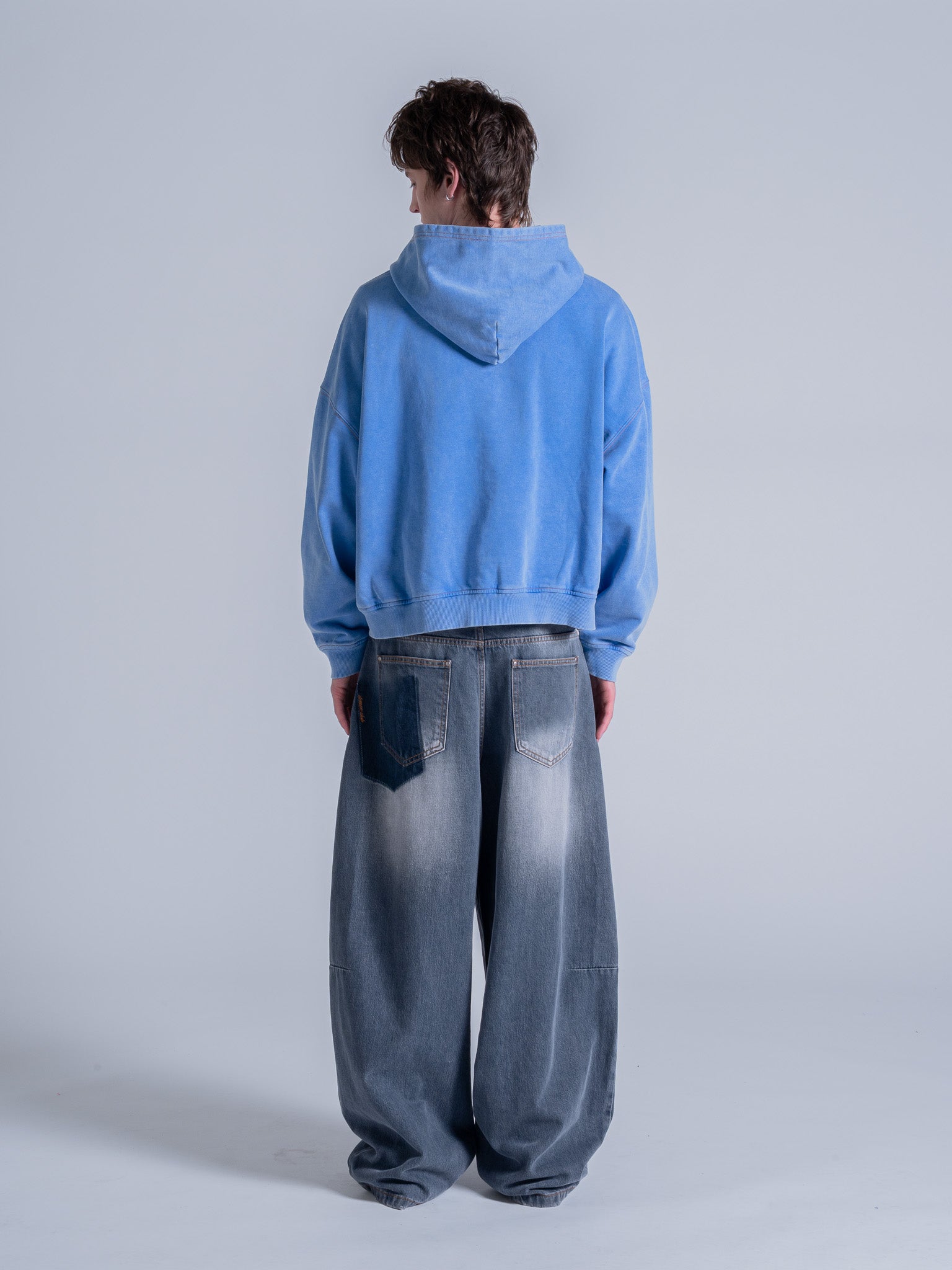 CONTRAST STITCH ZIP UP - VINTAGE BLUE