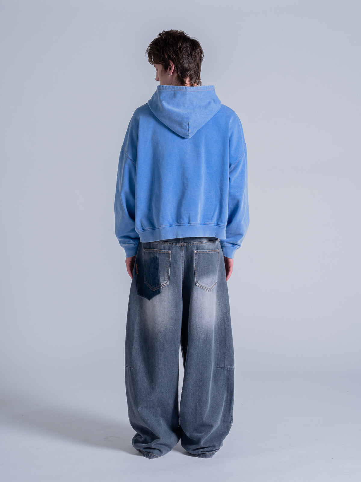 CONTRAST STITCH ZIP UP - VINTAGE BLUE
