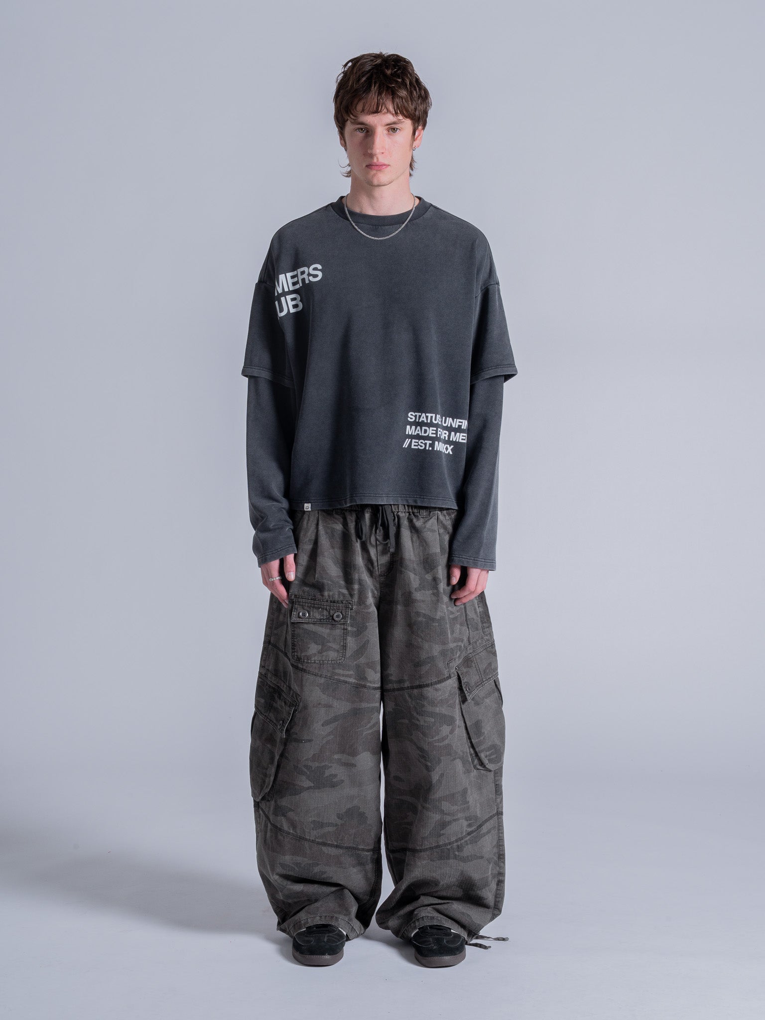 CUT OFF LAYERED TEE - VINTAGE BLACK