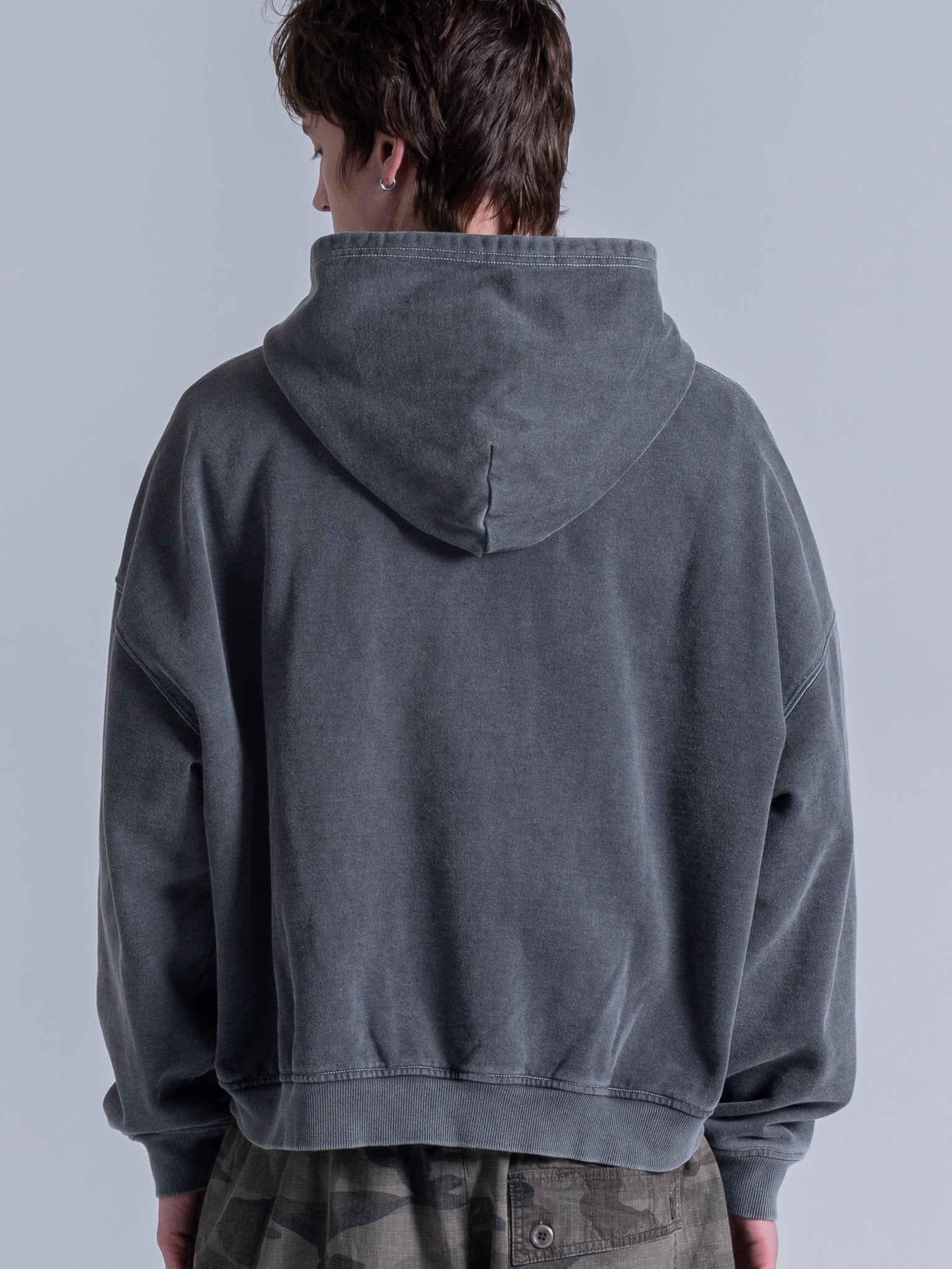 CONTRAST STITCH ZIP UP - VINTAGE GREY