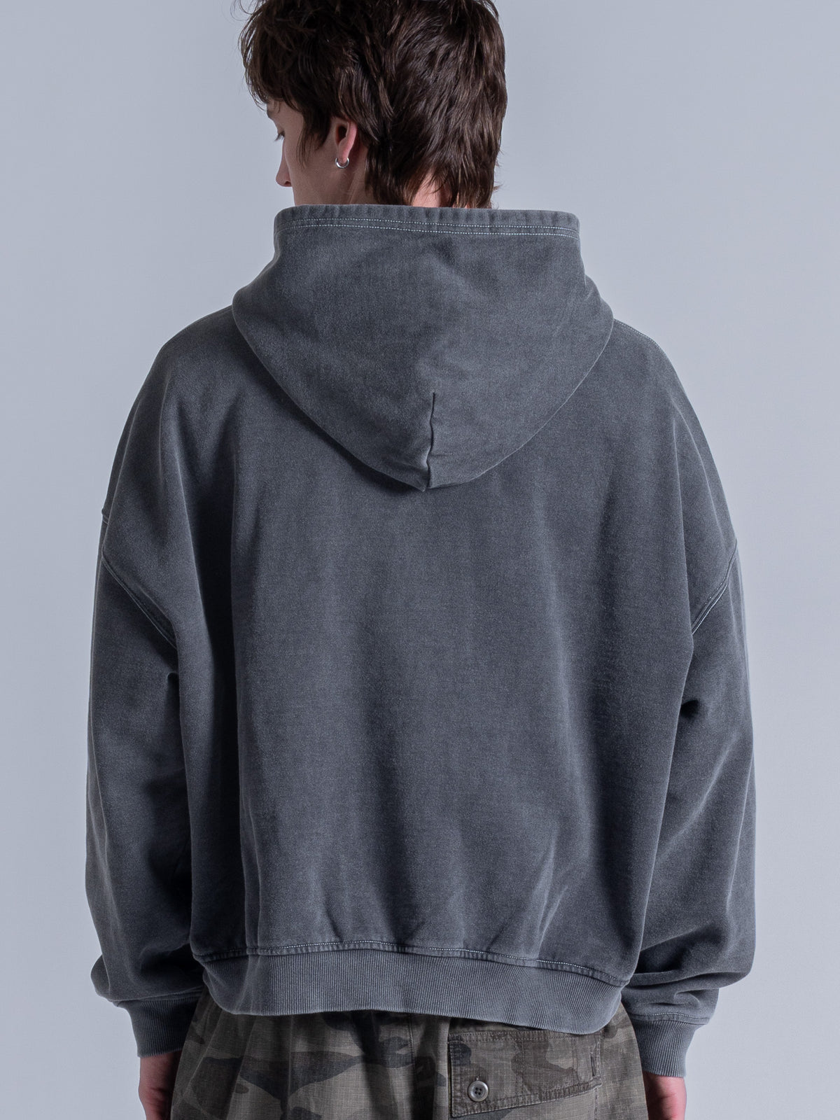 CONTRAST STITCH ZIP UP - VINTAGE GREY