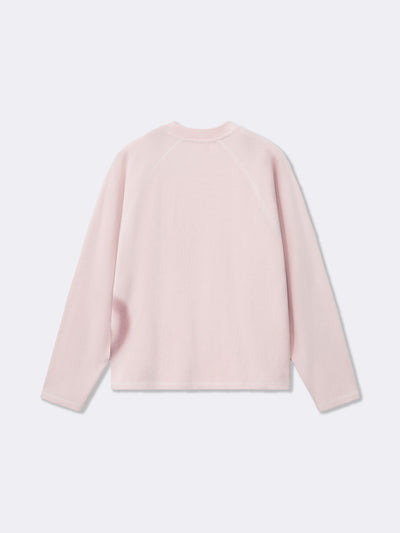 SMILEY WAFFLE LONG SLEEVE TEE - COTTON CANDY PINK