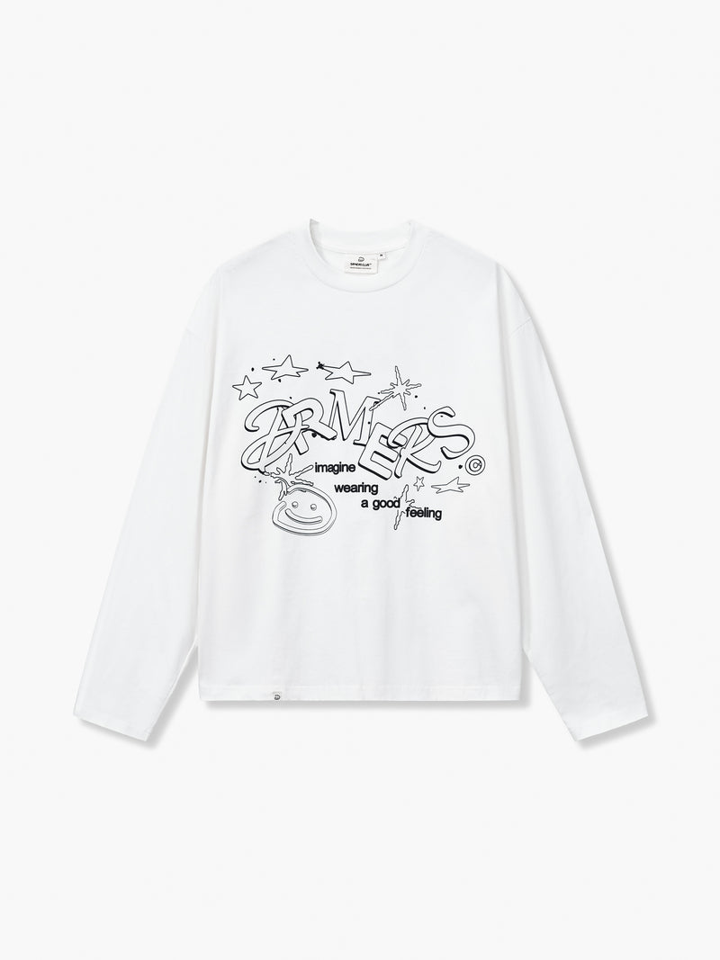 LINEWORK LONG SLEEVE TEE - WHITE