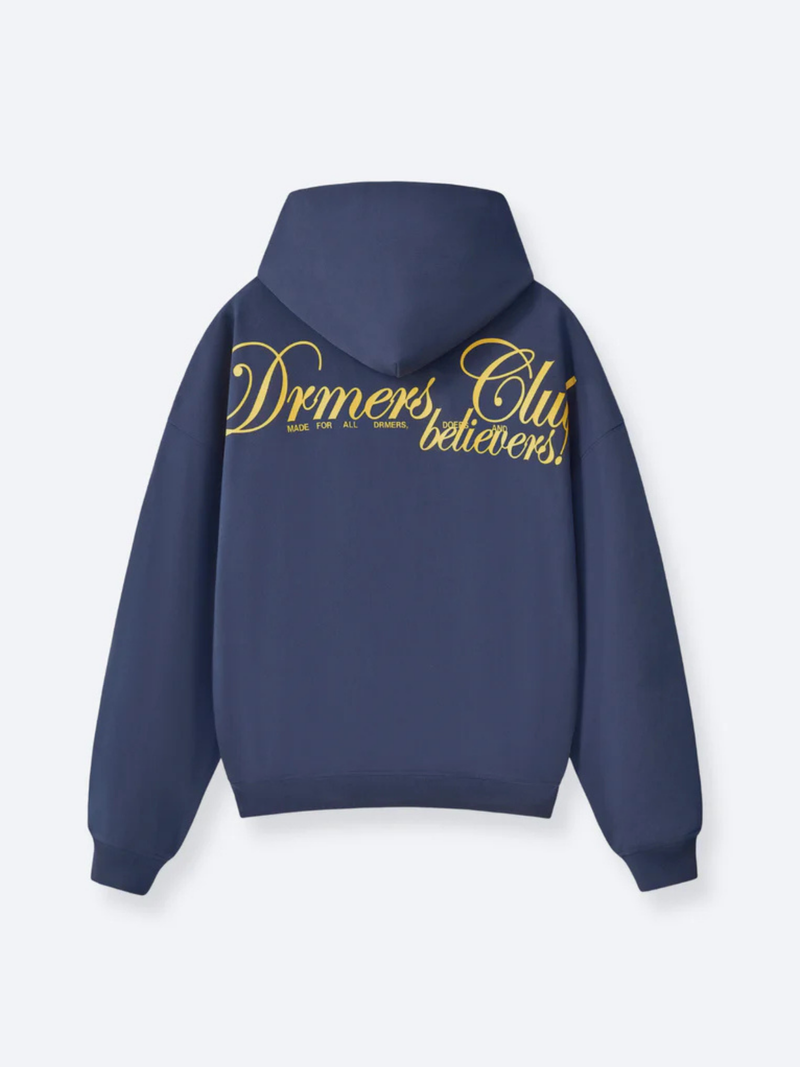 SCRIPT TEXT HOODIE - MIDNIGHT BLUE – DRMERS CLUB