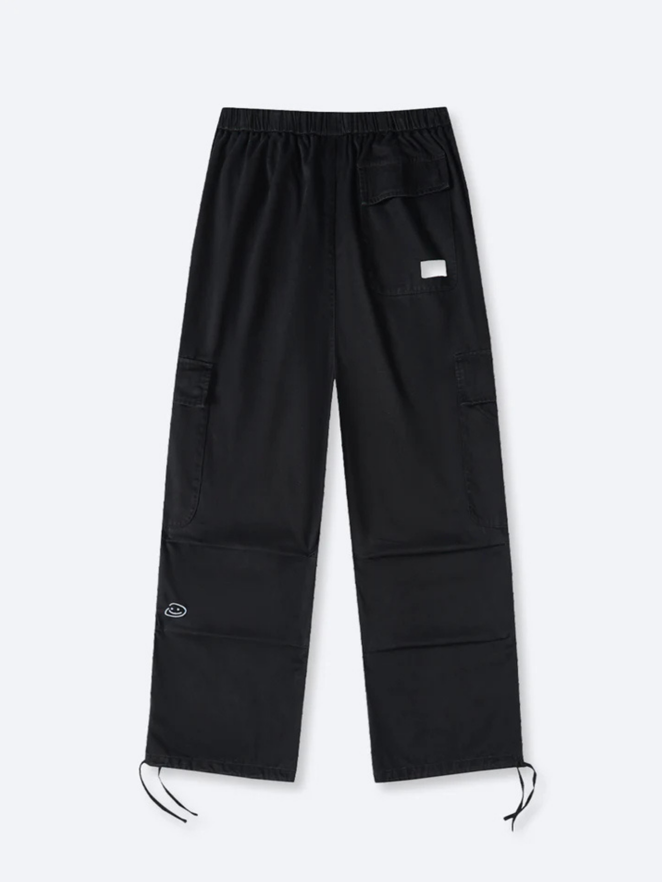 SMILEY LOGO PARACHUTE PANTS - BLACK – DRMERS CLUB