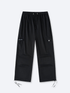 SMILEY LOGO PARACHUTE PANTS - BLACK